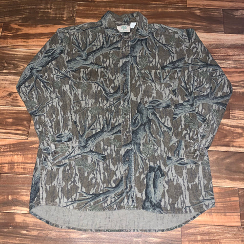 L/XL - Vintage Mossy Oak Camo Hunting Pocket Shirt