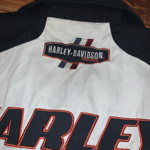 L - Harley Davidson Racing Button Up Shop Shirt