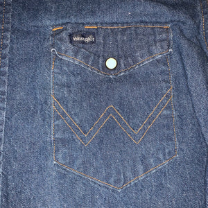Tall L - Vintage Wrangler Western Denim Pearl Snap Button Shirt