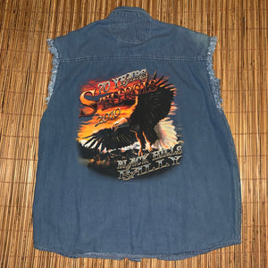 XL - Sturgis 2010 Black Hills Rally Denim Cutoff Shirt