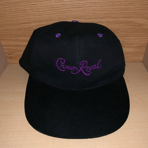 Vintage Crown Royal Suede Brimmed Strapback Hat