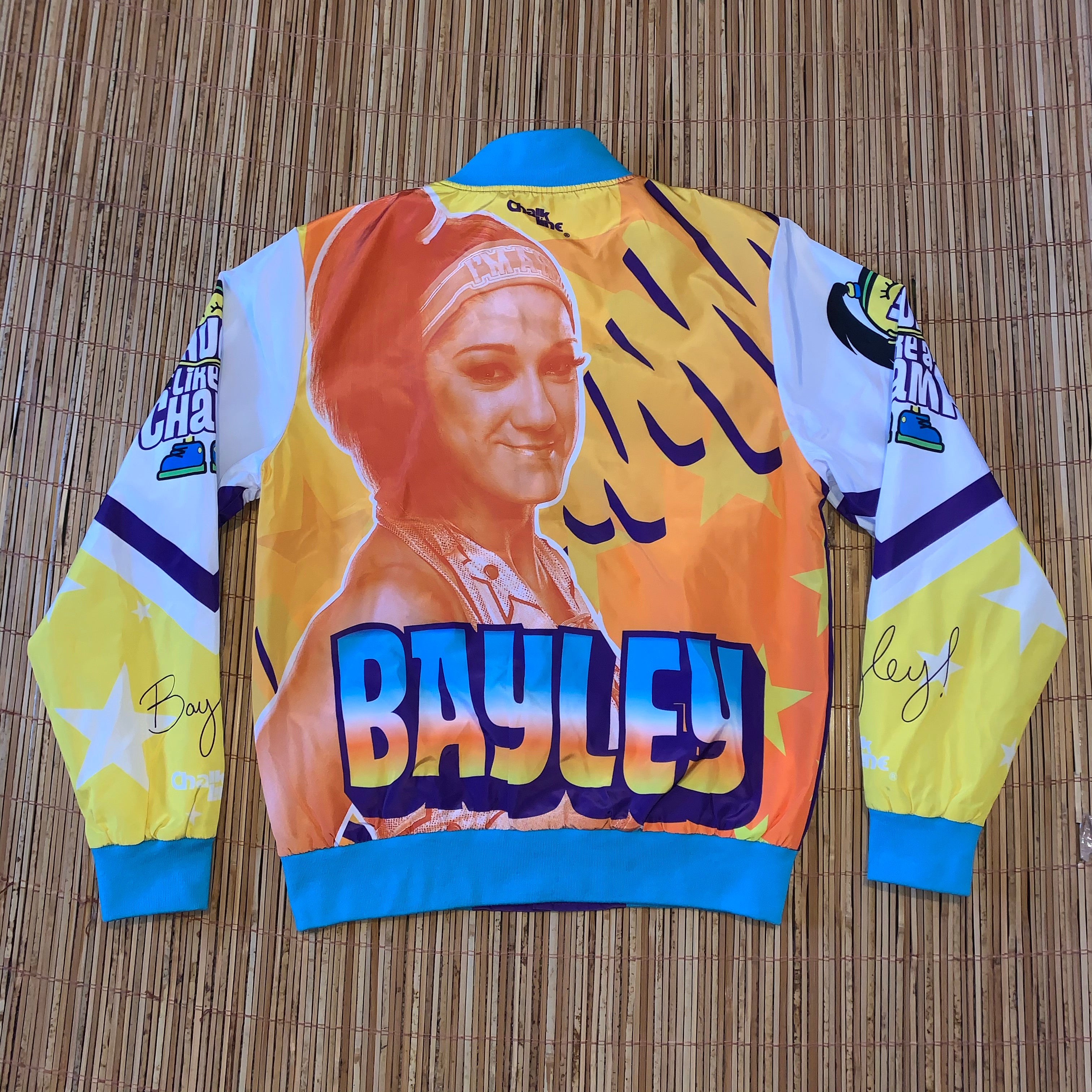 Bayley on X: Thanks to #ChalkLine, this sweet jacket is now up to buy on  @WWEShop! Loved these jackets growing up! Very humbled to have one of my  own.  / X