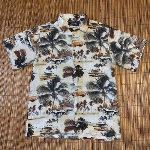 XXL - Newport Blue Hawaiian Mustang Car Shirt