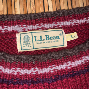 L - Vintage LL Bean 100% Wool Aztec Sweater
