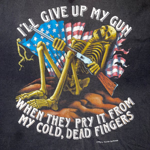 L/XL - Vintage I’ll Give Up My Gun Skeleton USA Graphic Shirt