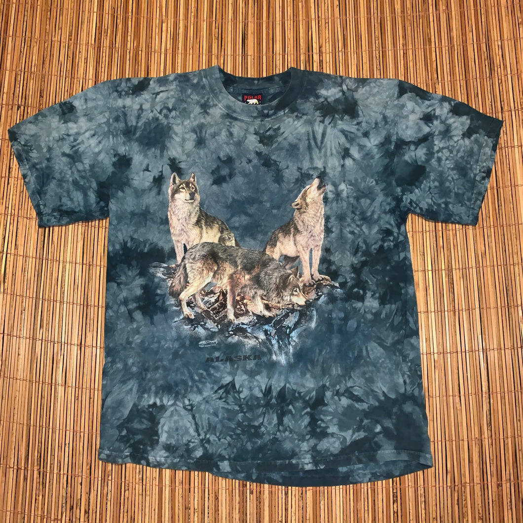 L - Vintage Tie Dye Alaskan Wolf Shirt