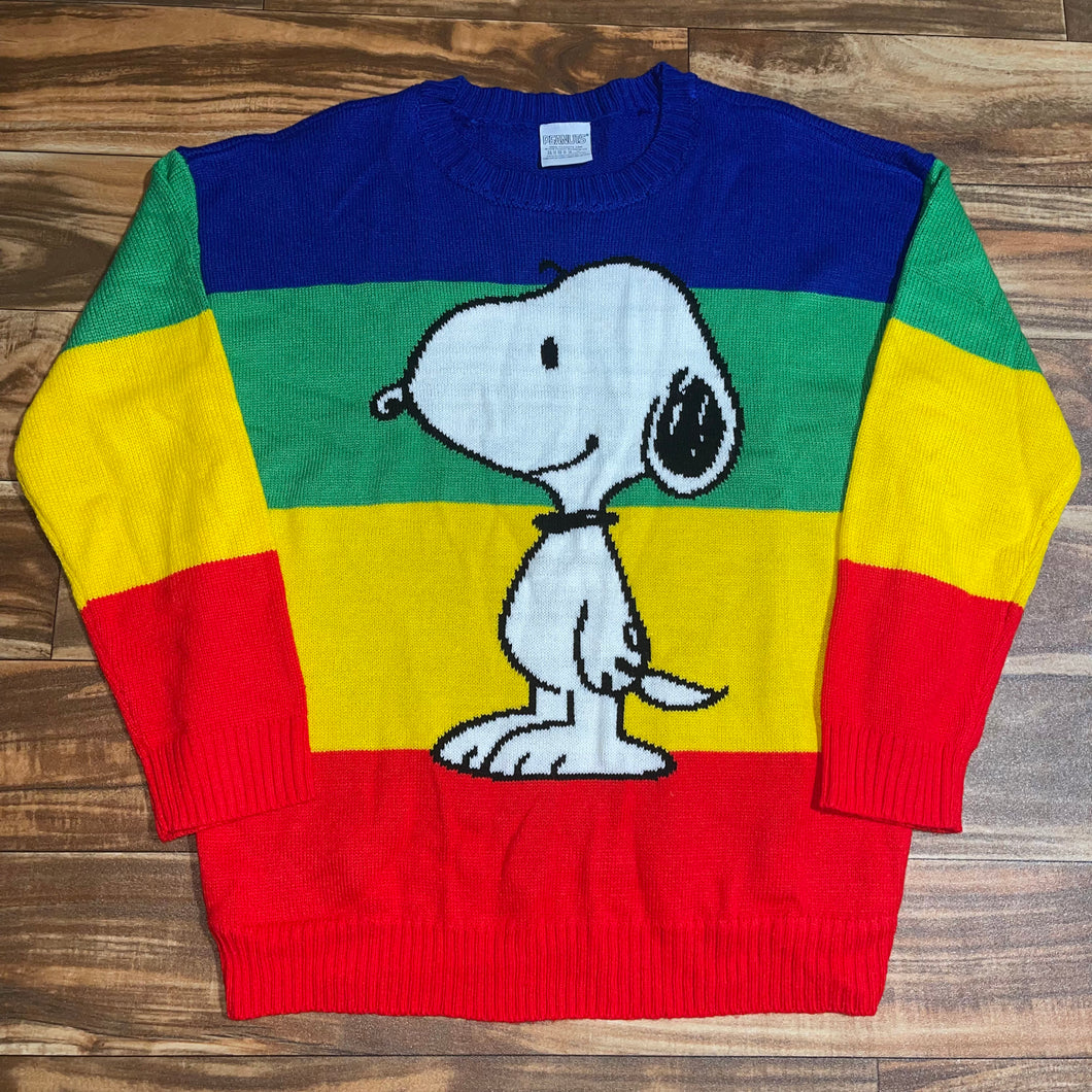 M - Snoopy Rainbow Striped Crewneck