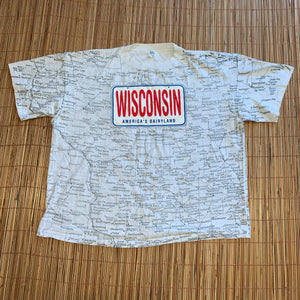2X/3X - Vintage Wisconsin Map Shirt