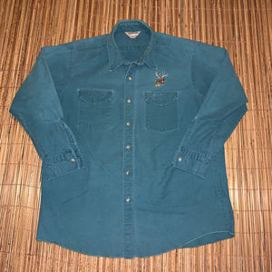 XXL - Vintage Buck Embroidered Button Up Shirt