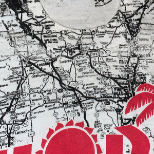 L - Vintage All Over Print Florida Map Shirt