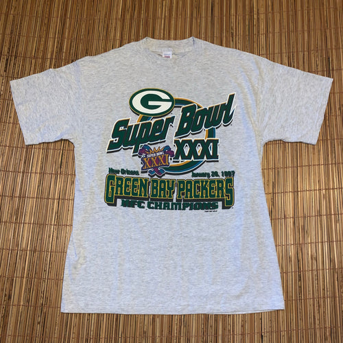 L(Fits XL-See Measurements) - Vintage 1997 Packers Super Bowl Shirt