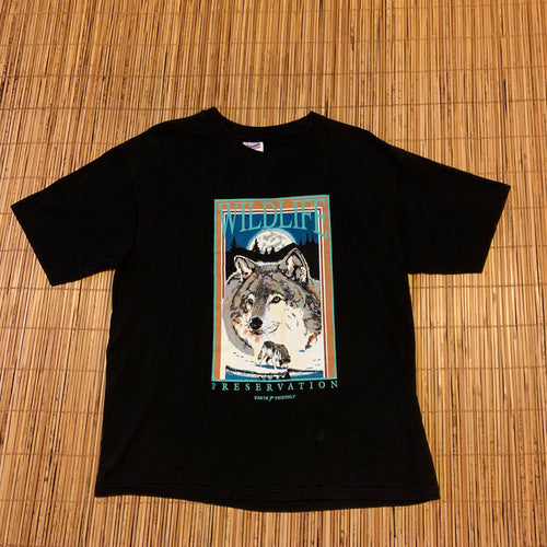 L - Vintage Wildlife Preservation Wolf Shirt