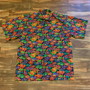 XL - Vintage Fish All Over Print Exotic Button Up Shirt