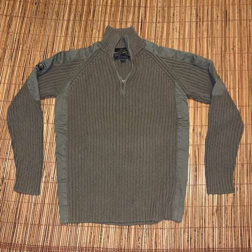 M - Nautica Jeans Heavy Duty Olive 1/4 Zip Sweater