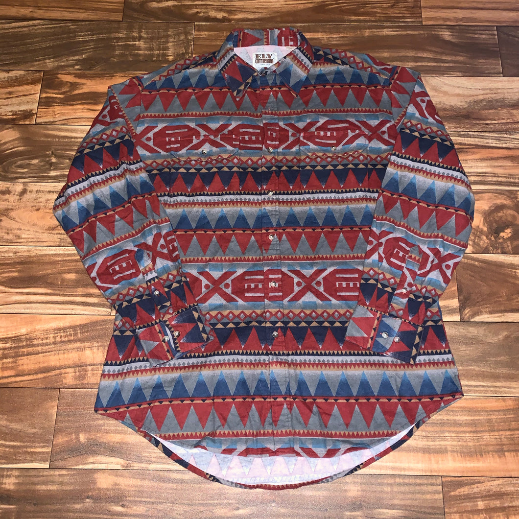L/XL - Vintage Ely Cattleman Aztec Soft Button Shirt