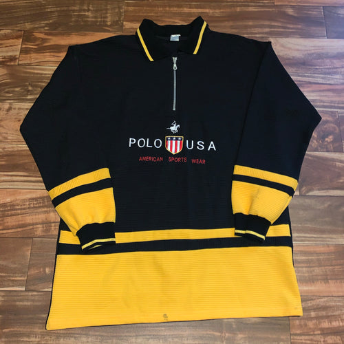 L/XL - Vintage Polo Ralph Lauren 1/4 Zip Bootleg Shirt