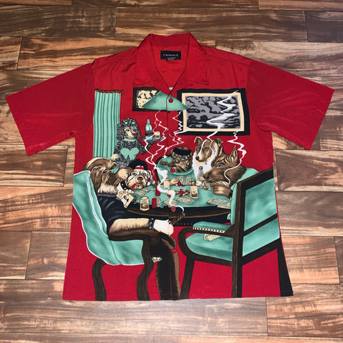 L/XL - Dog Poker Cigar Soft Button Shirt