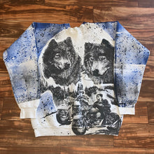 Load image into Gallery viewer, M/L - Vintage Wolf Biker All Over Print Crewneck
