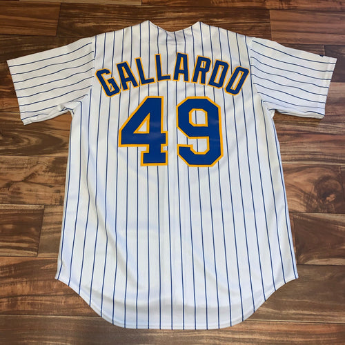 M/L - Milwaukee Brewers Yovani Gallardo Pinstriped Stitched Jersey