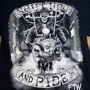 L - Vintage 2000 Liquid Blue Skull Rider Shirt