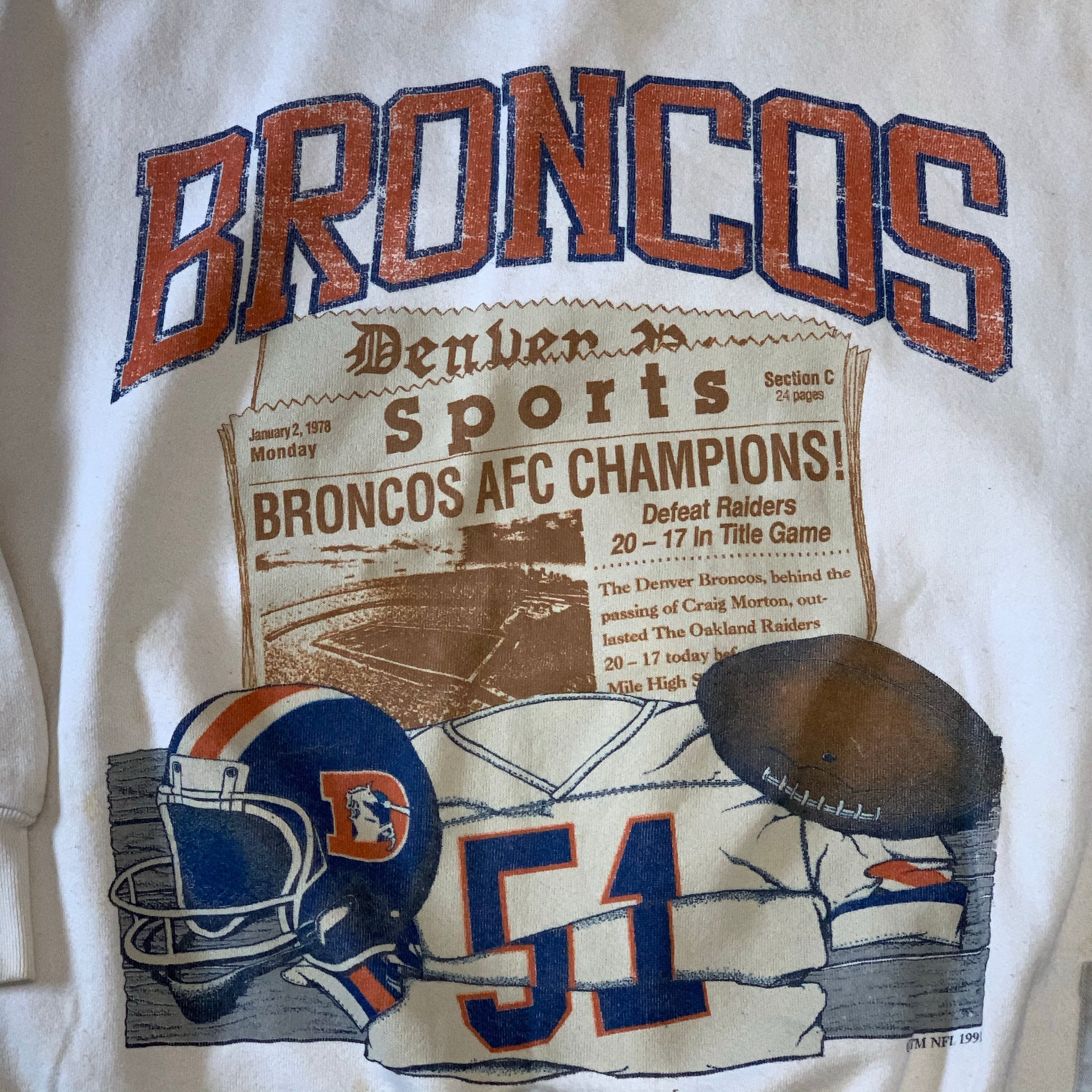 1991 Vintage NFL Denver Broncos T-Shirt