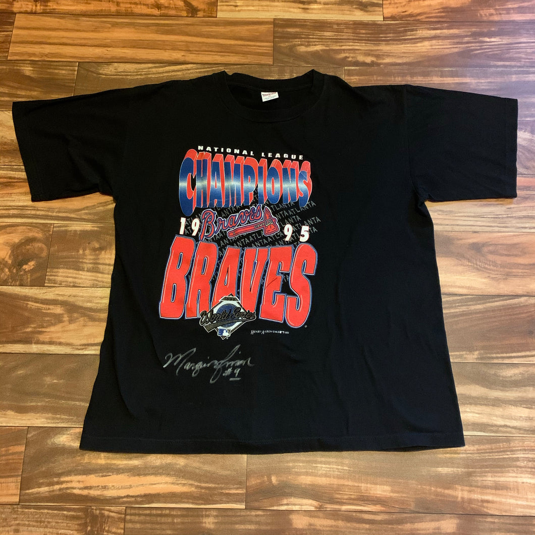 XL - Vintage 1995 Atlanta Braves Marquis Grissom Autographed Shirt