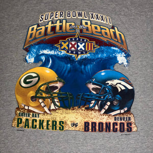 XXL - Vintage Green Bay Packers Broncos Battle On The Beach Super Bowl Shirt