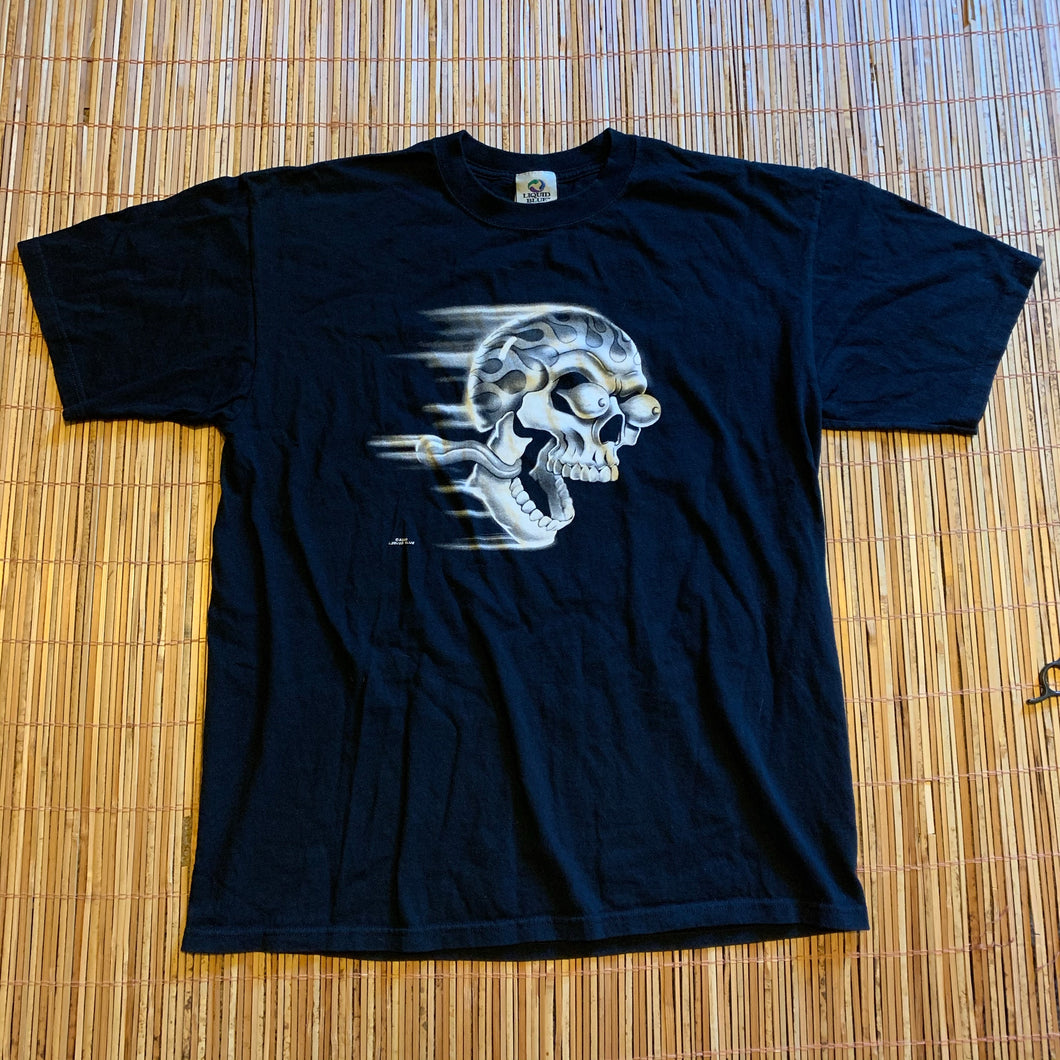 L - Vintage 2000 Liquid Blue Skull Rider Shirt