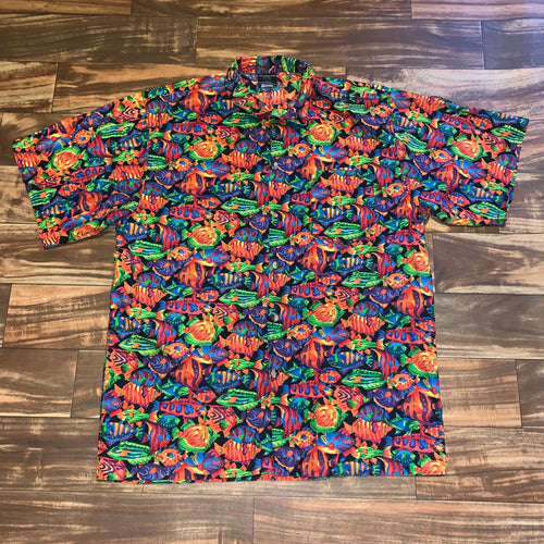 XL - Vintage Fish All Over Print Exotic Button Up Shirt