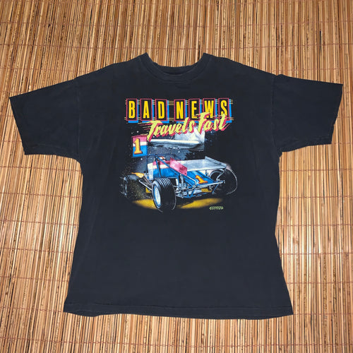 XL - Vintage 1989 Bad News Travel Fast Shirt