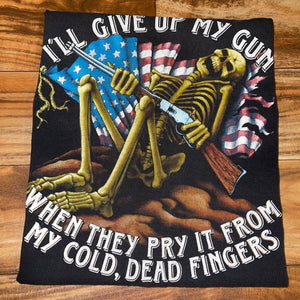 L/XL - Vintage I’ll Give Up My Gun Skeleton USA Graphic Shirt