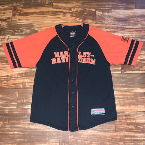 M - Harley Davidson Button Up Spellout Shirt