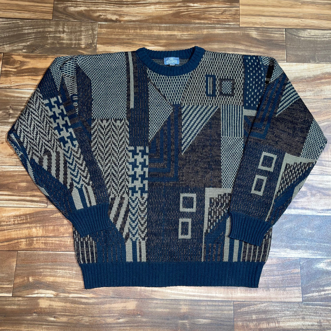 XLT - Vintage Geometric Pattern Acrylic Sweater
