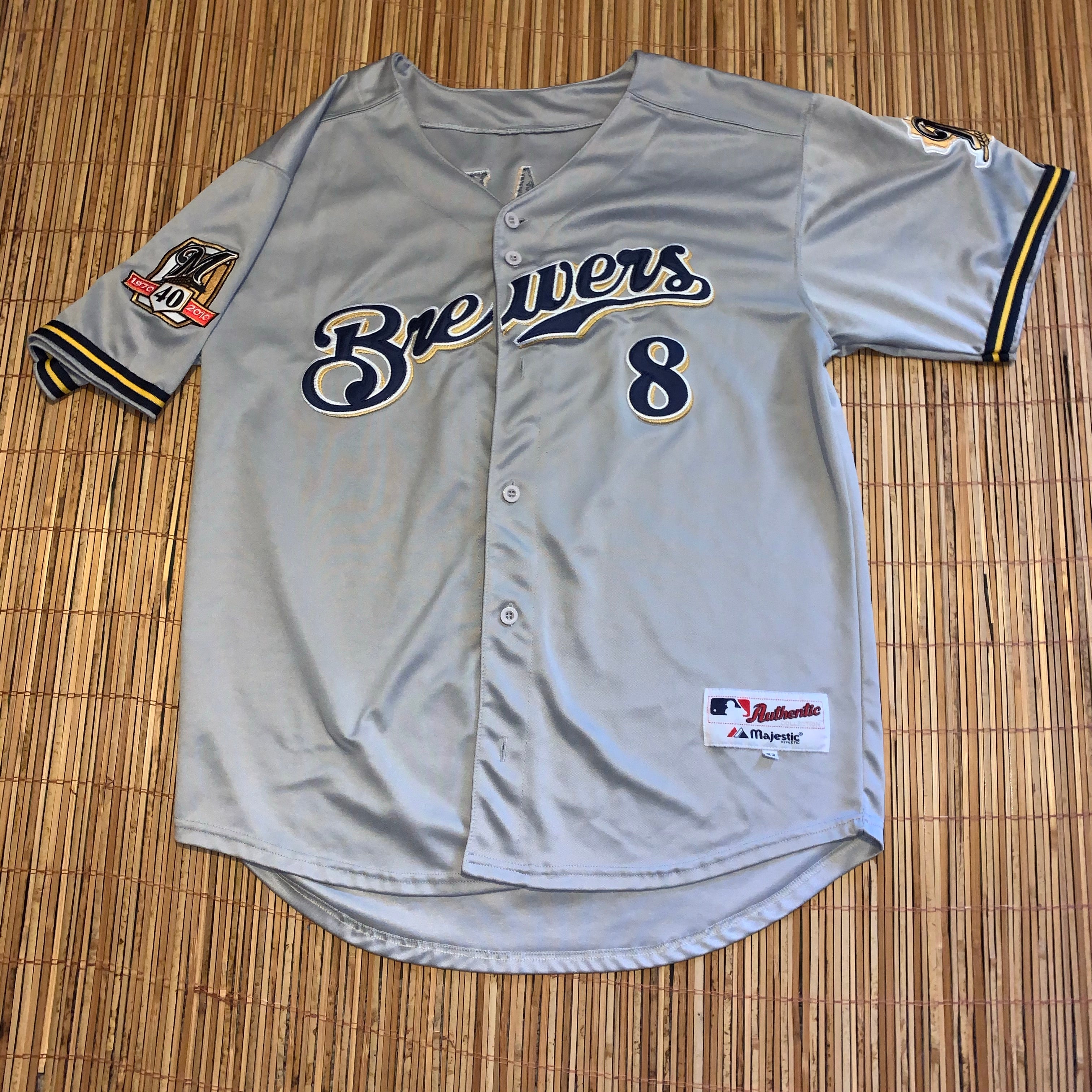 Majestic MLB Milwaukee Brewers #8 Ryan Braun’s Button up Jersey Size 50