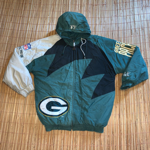 L/XL - Vintage Green Bay Packers Quilted Sharktooth Jacket