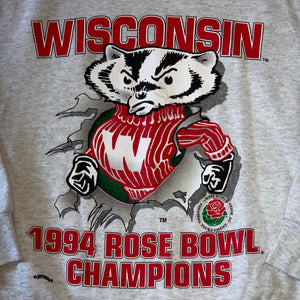 M(Fits L-See Measurements) - Vintage 1994 Badgers Double Sided Rose Bowl Sweater