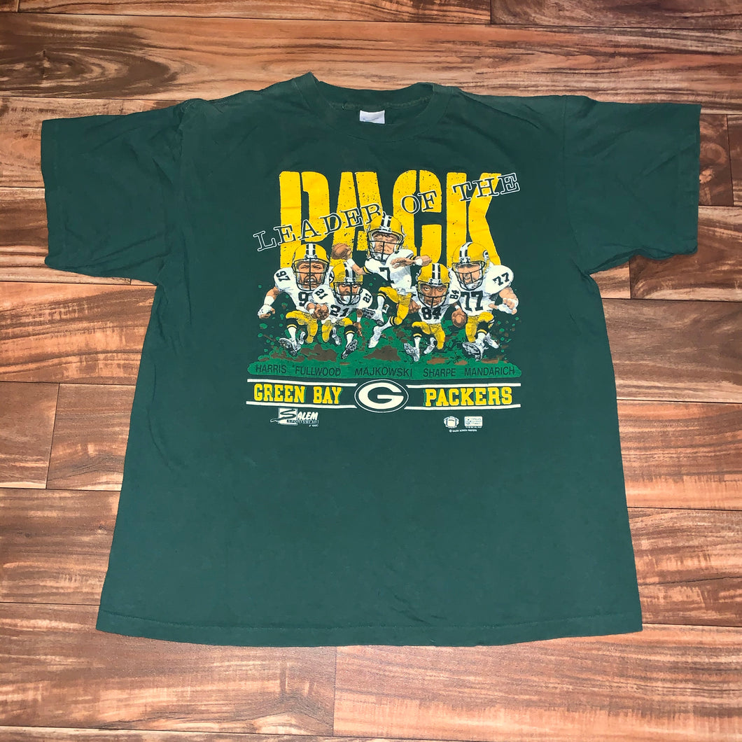 L - Vintage 1987 Green Bay Packers Leader Of The Pack Caricature Shirt