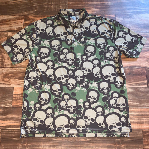 XL - Skull All Over Print Polo Shirt