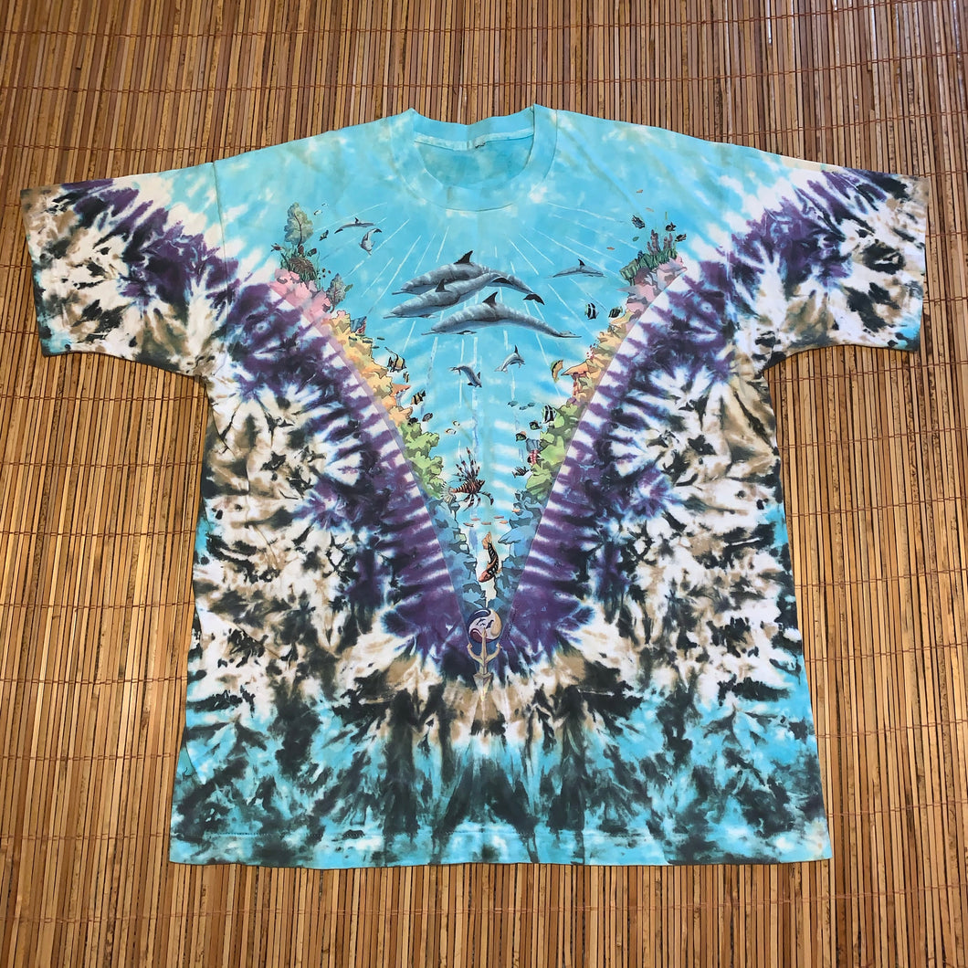 XL - Vintage 1990 Liquid Blue Tie Dye Ocean Shirt