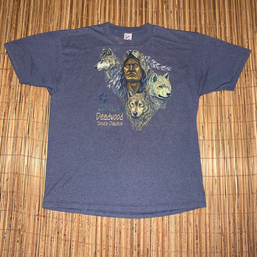 XXL - Vintage Spirit Brothers Native Wolf Shirt