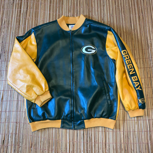 XL - Green Bay Packers Leather Like Jacket