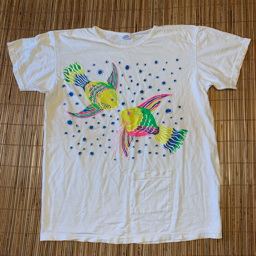 XL(See Measurements) - Vintage Fish Aqua Colorful Graphic Shirt