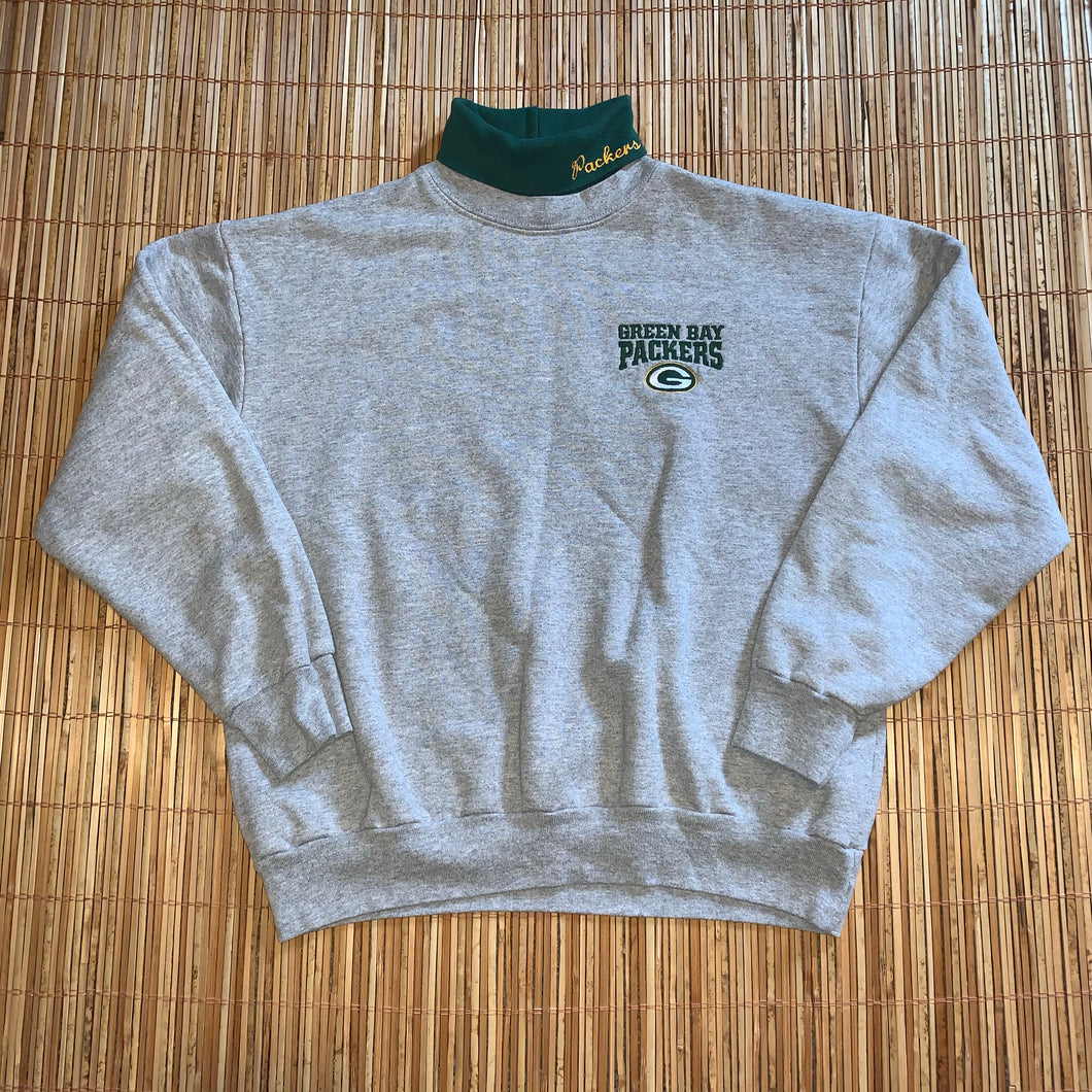 M - Vintage Green Bay Packers Mock Neck Sweater