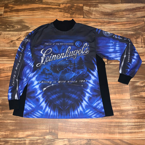 L/XL - Vintage Leinenkugel’s Snowmobile Wolf Mesh Shirt