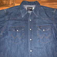 Load image into Gallery viewer, Tall L - Vintage Wrangler Western Denim Pearl Snap Button Shirt
