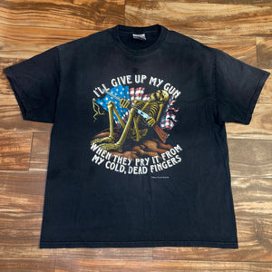 L/XL - Vintage I’ll Give Up My Gun Skeleton USA Graphic Shirt