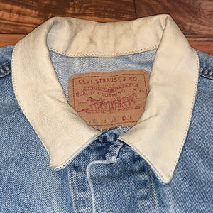 S - Vintage Levi’s Denim Leather Collared Jacket