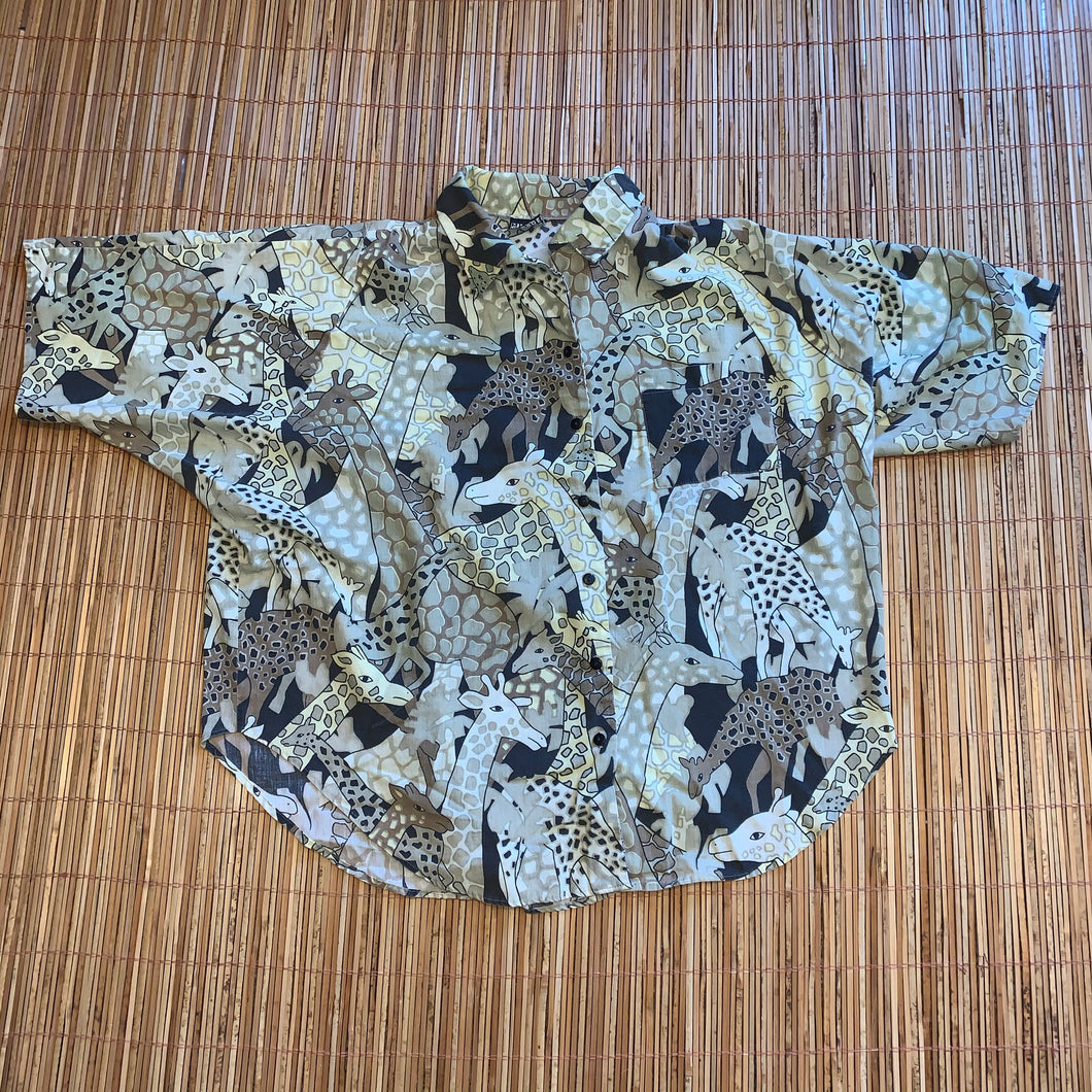 2X/3X - Giraffe Nature Button Up Shirt