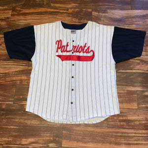 XL - Vintage Stitched Patriots Pinstripe Button Shirt