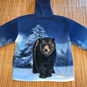 XL - Grizzly Bear Sherpa Lined All Over Print Hoodie